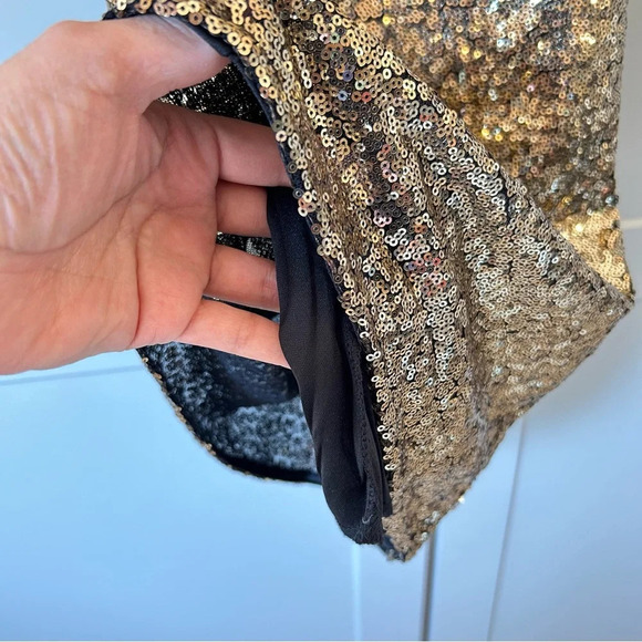 Forever 21 Women's Gold Sequin Mini Dress Size Small Spaghetti Straps New Year’s - Picture 8 of 11